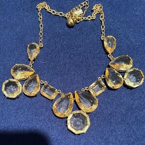 Ann Taylor Gold-Tone Yellow Crystal Statement Necklace - Women Jewelry